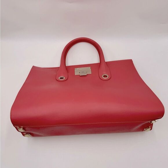 Auth Jimmy Choo Large Pink Leather Suede Sides 2way Riley Tote Crossbody Bag - Picture 7 of 16